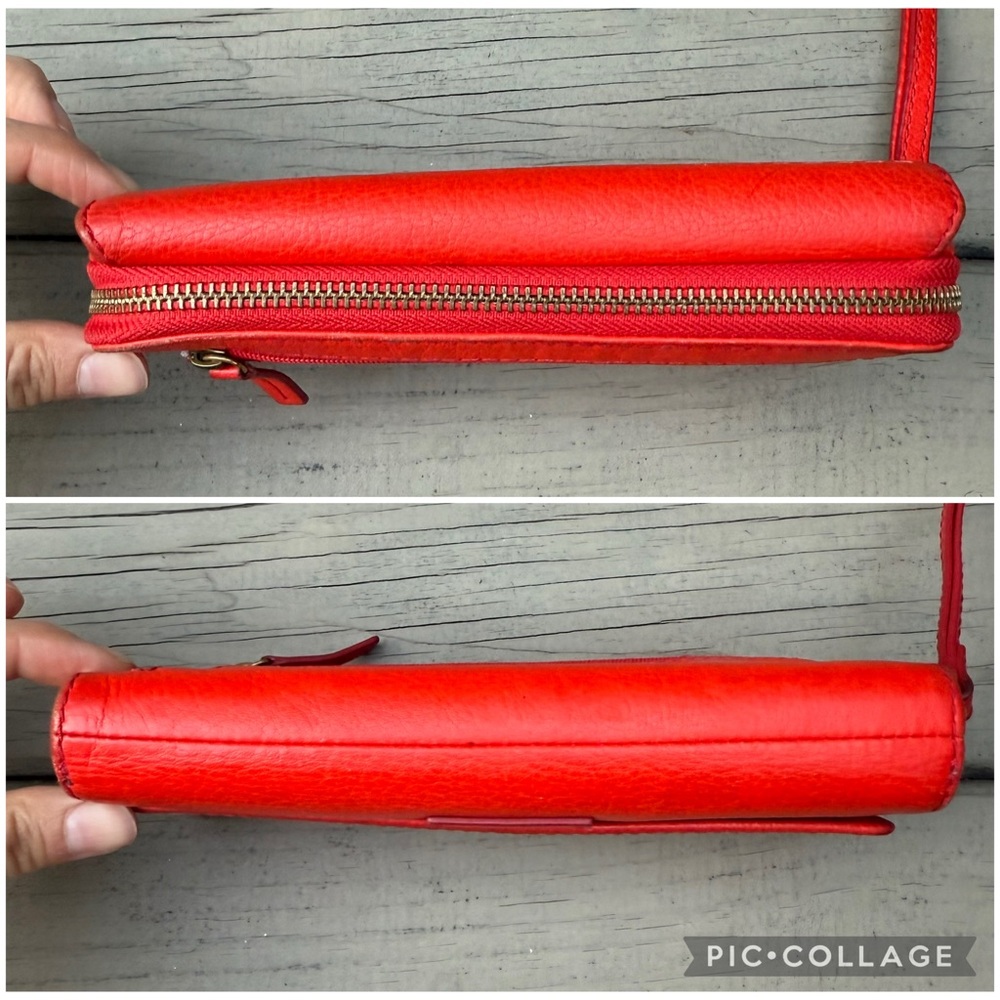 Fossil Red Leather Wallet Wristlet - Picture 8 of 16
